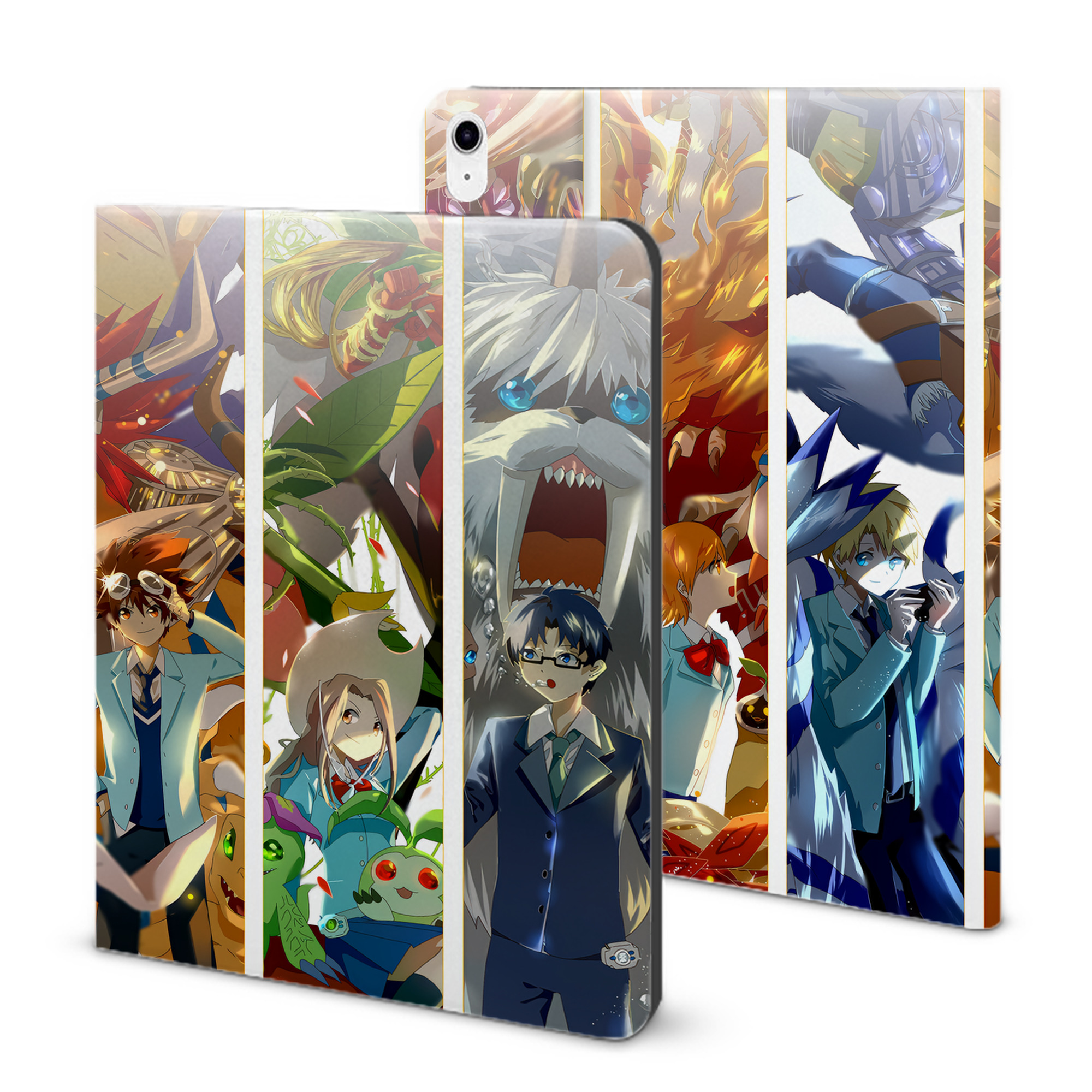（画像用） Digimon デジタルモンスター/デジモン IPad ケース ブック型 PUレザー TPU 耐衝撃 軽量 薄型 ペン収納なし 全面保護 IPad 各モデル対応